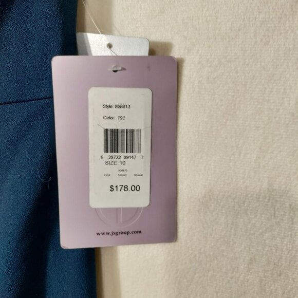 JS Collections Bow Detail Midi Dress Navy Blue Mesh Top Size 10 NWT - Picture 7 of 13